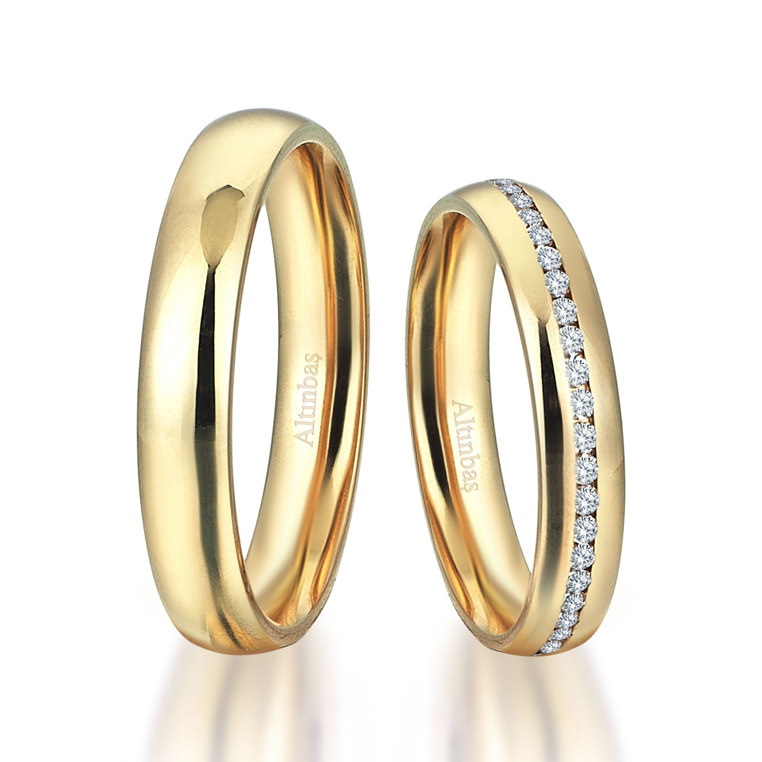 Altın Klasik Bombeli İkili Alyans / E0271 Altınbaş