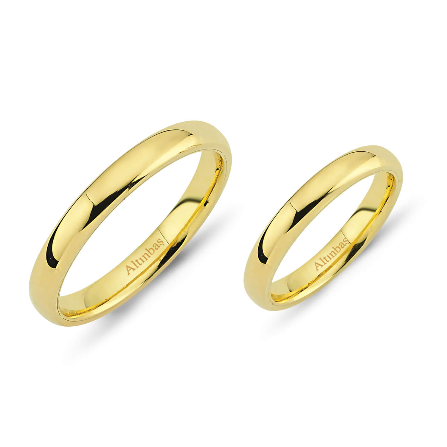 Altın Klasik Bombeli İkili Alyans / E0203 Altınbaş