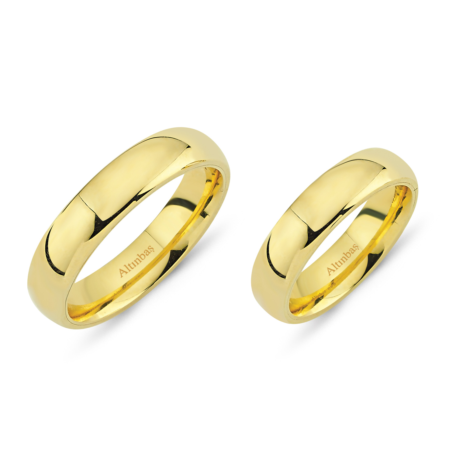 Altın Klasik Bombeli İkili Alyans / E0205 Altınbaş