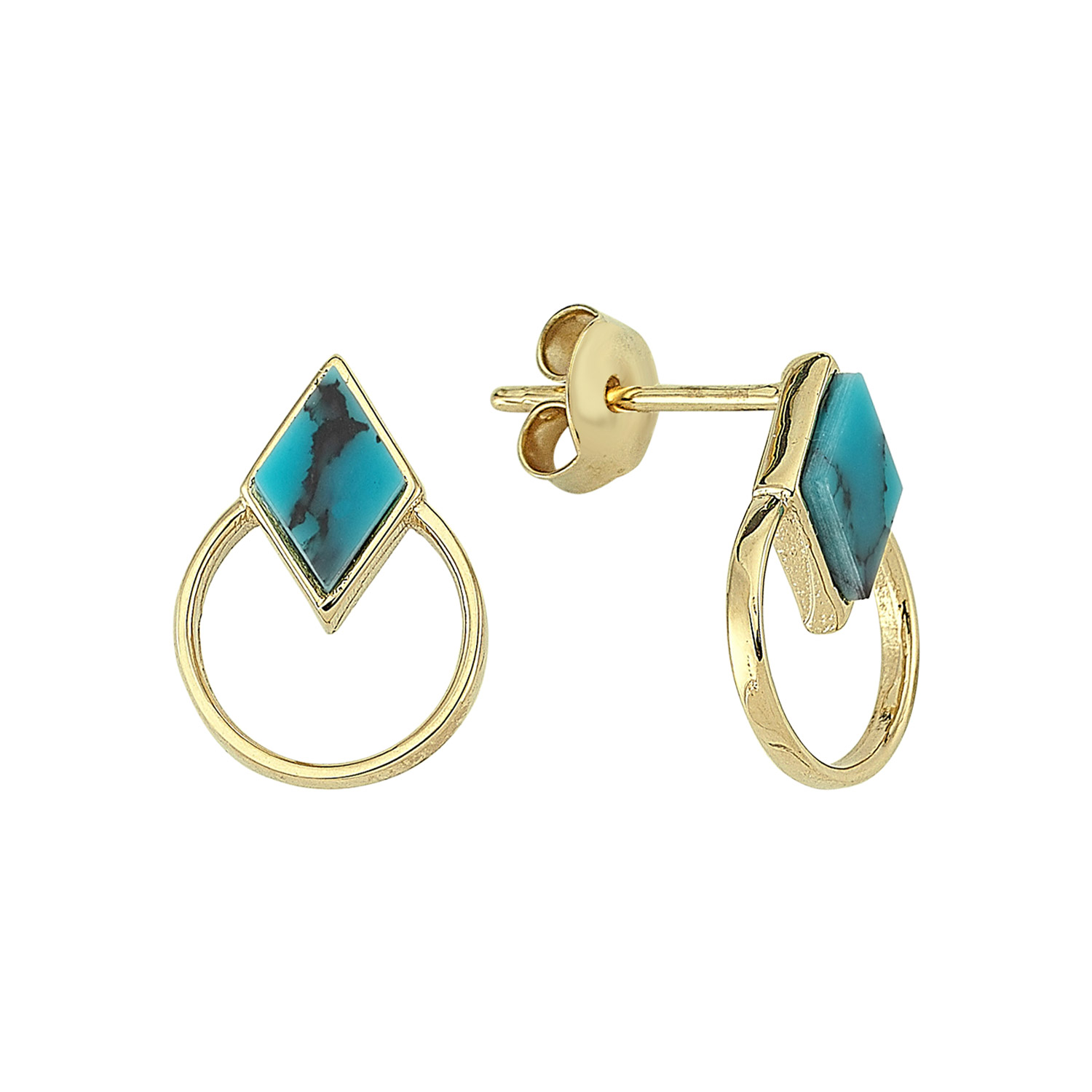 Firuze Taşlı Altın Küpe / 0011016230002 Altınbaş