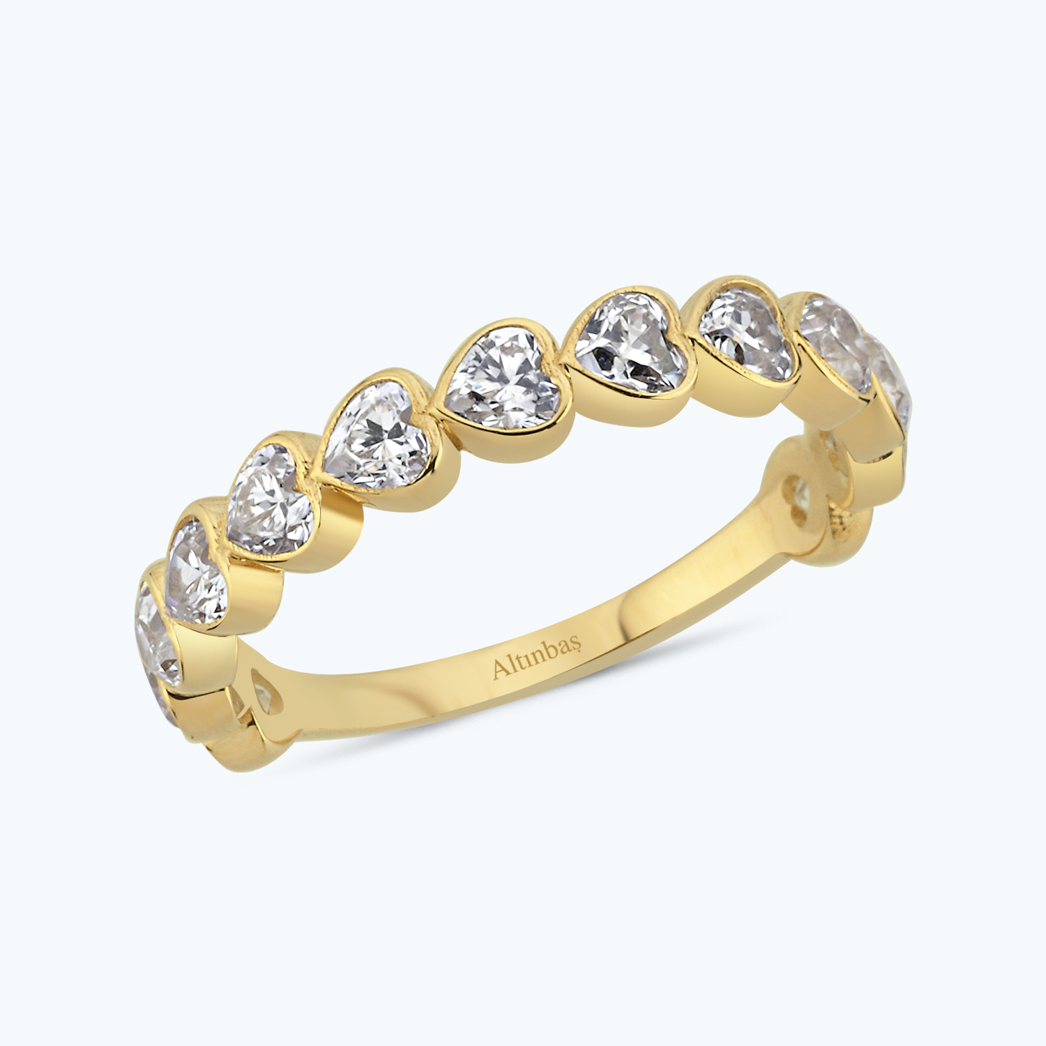 Gold Yarımtur Heart Ring