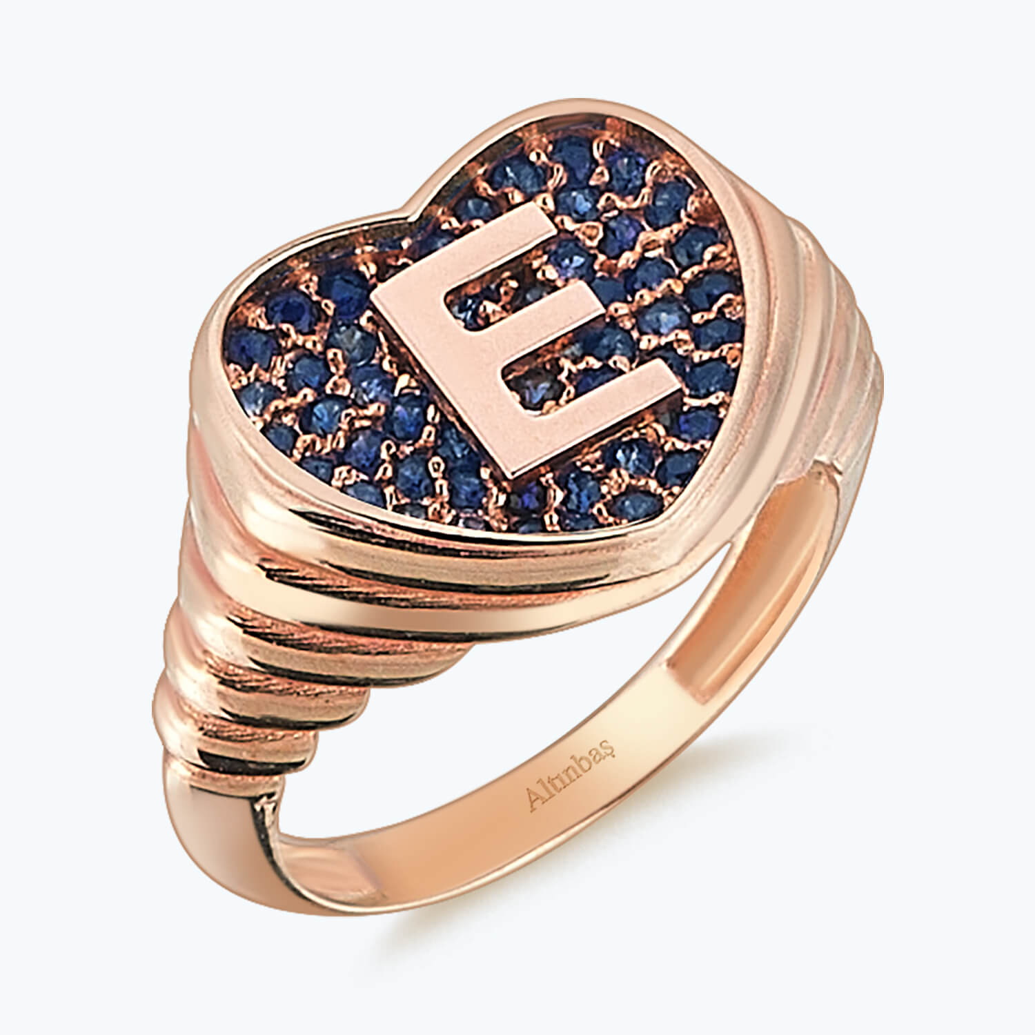 Gold Marin E Letter Heart Ring
