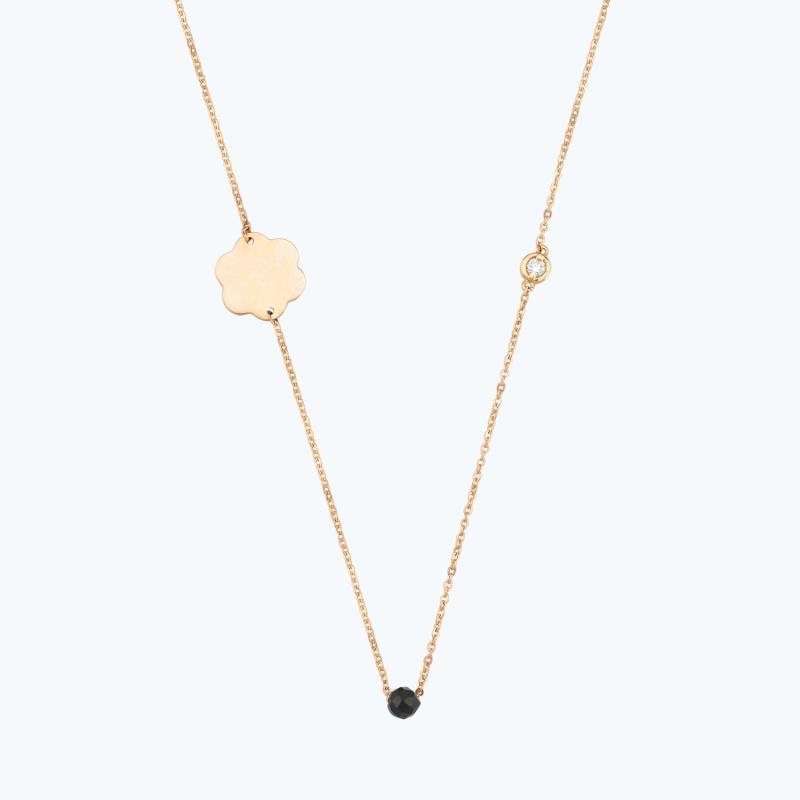 Pırlanta Spinel Taşlı Çiçek Kolye