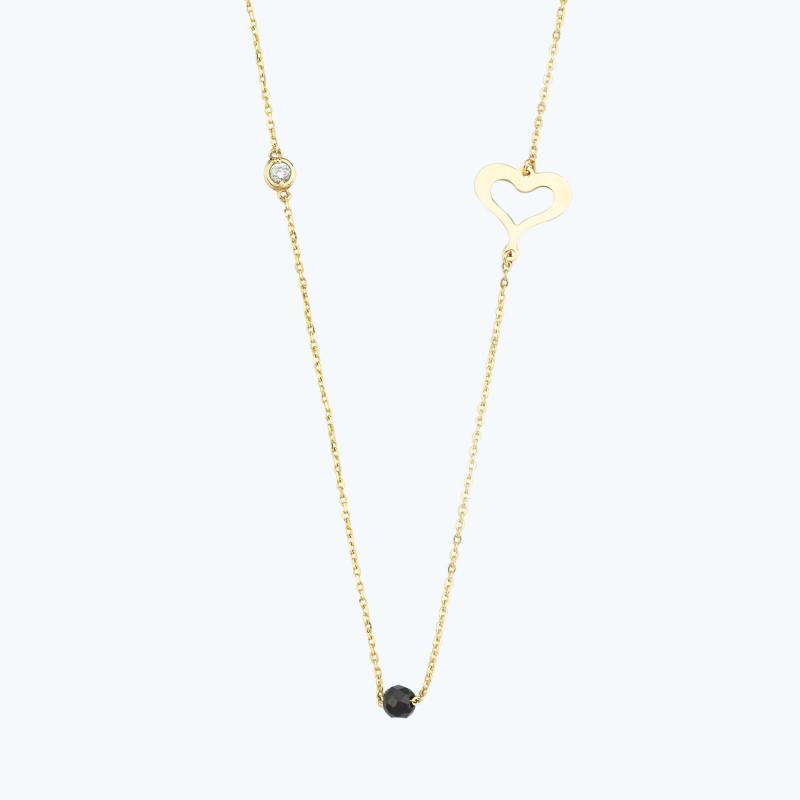 Pırlanta Spinel Taşlı Kalp Kolye