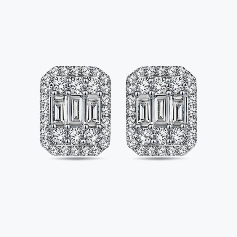 Boucles d'Oreilles Diamant Baguette