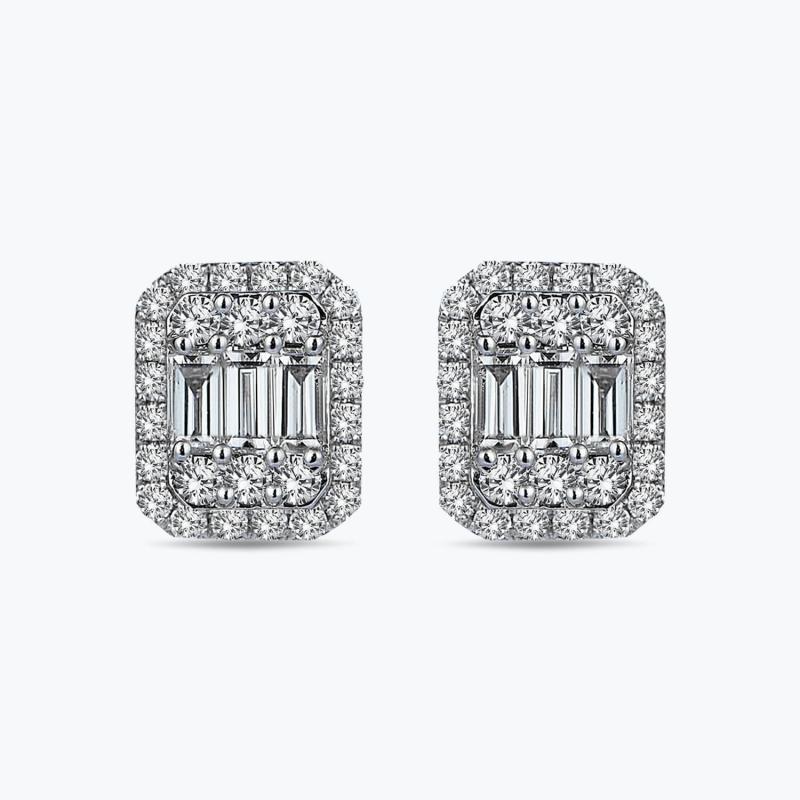 Boucles d'Oreilles Diamant Baguette