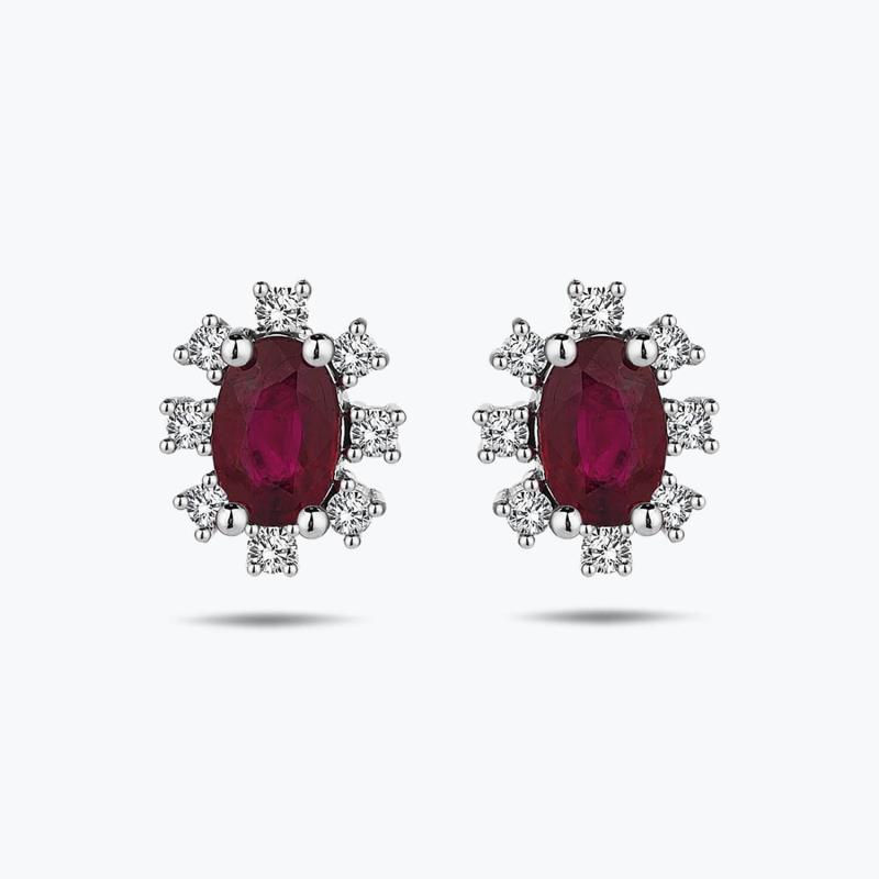Boucles d'Oreilles Diamant Rubis